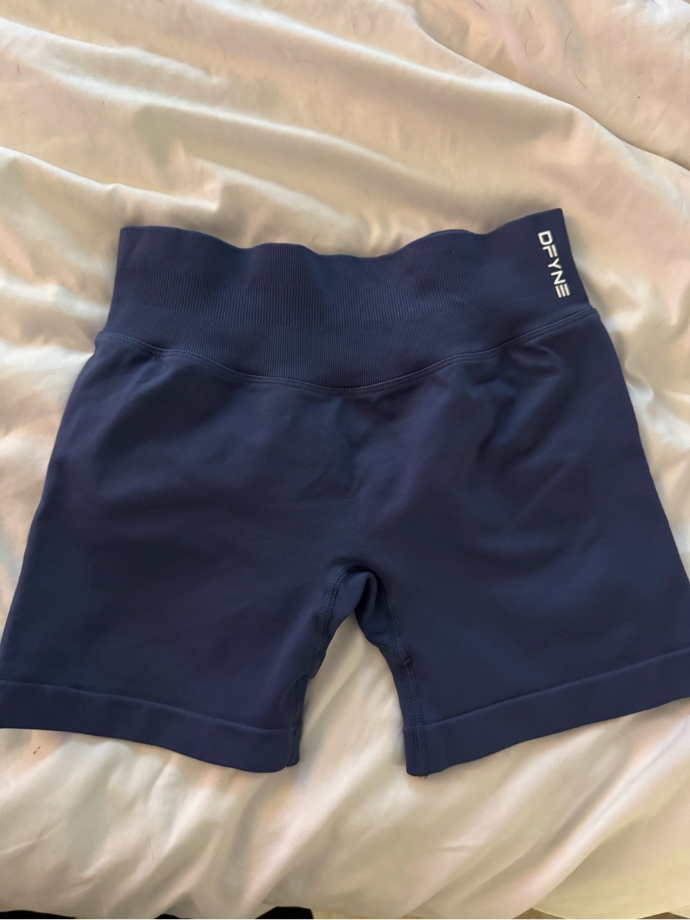 DFYNE Women's High-Waist Athletic Bike Shorts in Navy